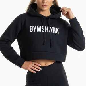 Gymshark Black Cropped Crest Hoodie Women's‎ XS